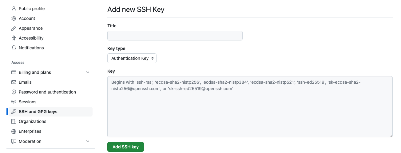 Add new SSH key
